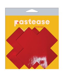 Pastease Faux Latex Pleather Vinyl Red Full Breast Covers Support Tape