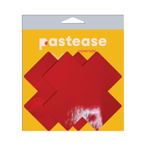 Pastease Faux Latex Pleather Vinyl Red Full Breast Covers Support Tape - Image 2