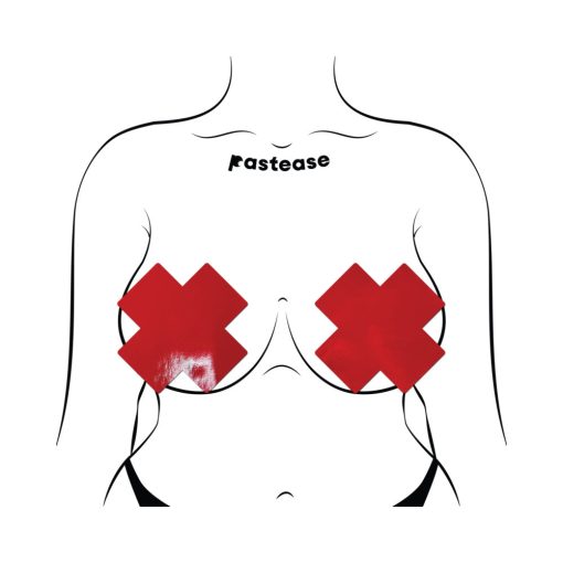 Pastease Faux Latex Pleather Vinyl Red Full Breast Covers Support Tape - Image 4
