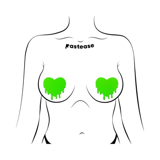 Pastease Neon Green Melty Heart Nipple Pasties - Image 3