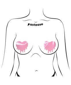 Pastease Faux Latex Pleather Vinyl Baby Pink Melty Heart Nipple Pasties