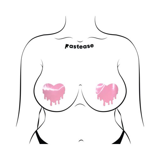 Pastease Faux Latex Pleather Vinyl Baby Pink Melty Heart Nipple Pasties - Image 4