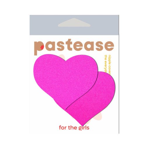 Pastease Neon Pink Day-Glow Lycra Heart Nipple Pasties - Image 2