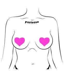 Pastease Neon Pink Day-Glow Lycra Heart Nipple Pasties
