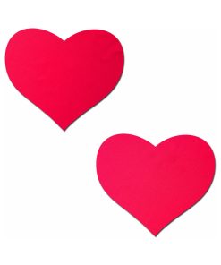 Pastease Neon Red Day-Glow Lycra Heart Nipple Pasties