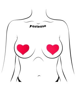 Pastease Neon Red Day-Glow Lycra Heart Nipple Pasties