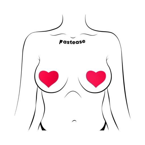 Pastease Neon Red Day-Glow Lycra Heart Nipple Pasties - Image 3