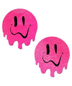 Pastease Neon Pink Melted Smiling Face Nipple Pasties