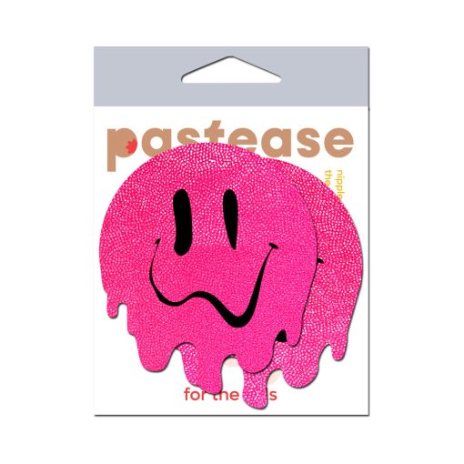 Pastease Neon Pink Melted Smiling Face Nipple Pasties - Image 2