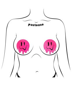 Pastease Neon Pink Melted Smiling Face Nipple Pasties