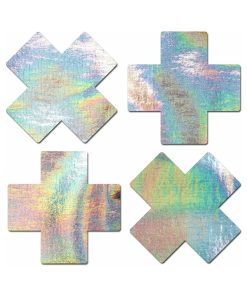 Pastease Petite Plus X Holographic Silver Cross Nipple Pasties