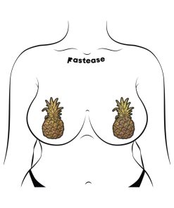 Pastease Pineapple On Glitter Gold Nipple Covers