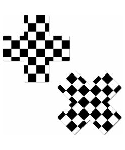 Pastease Plus X Black & White Checker Cross Nipple Pasties