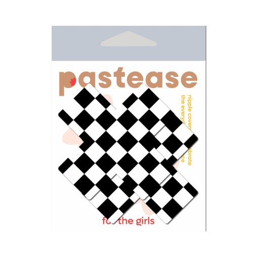 Pastease Plus X Black & White Checker Cross Nipple Pasties - Image 2