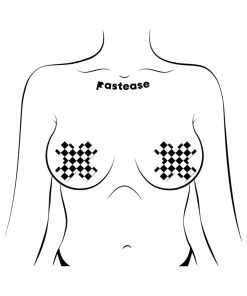 Pastease Plus X Black & White Checker Cross Nipple Pasties