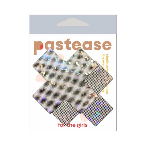 Pastease Plus X Shattered Glass Disco Ball Glitter White Cross Nipple Pasties - Image 2