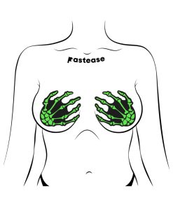 Pastease Zombie Neon Green/Uv Reactive Boney Hands Nipple Pasties