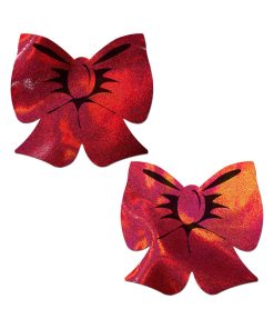 Pastease Bow Red Holographic Breast Covers Support Tape