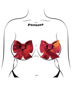 Pastease Bow Red Holographic Breast Covers Support Tape