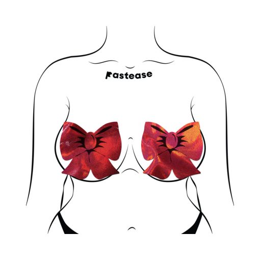 Pastease Bow Red Holographic Breast Covers Support Tape - Image 3