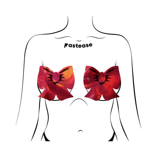 Pastease Bow Red Holographic Breast Covers Support Tape - Image 4