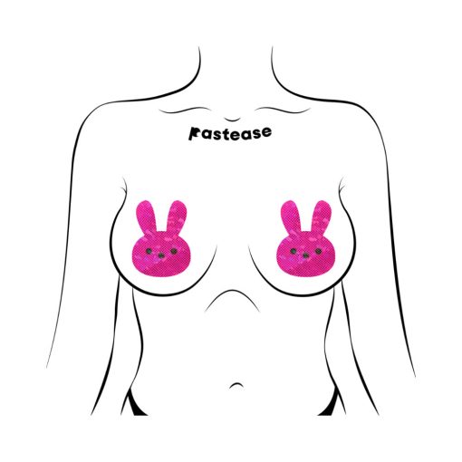 Pastease Glittery Pink Marshmallow Easter Bunny Nipple Pasties - Image 3