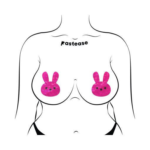 Pastease Glittery Pink Marshmallow Easter Bunny Nipple Pasties - Image 4