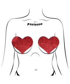 Pastease Heart Glitter Red Full Breast Covers Support Tape