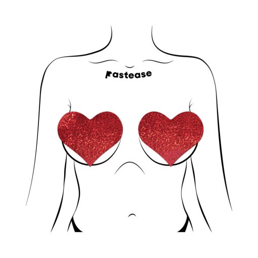 Pastease Heart Glitter Red Full Breast Covers Support Tape - Image 4