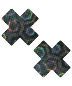Neva Nude Black Nuclear Nightmare Trippy 3D Holographic X Nipple Pasties