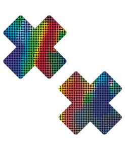 Neva Nude Talladega Trippin' Super Holographic Checkered X Nipple Pasties