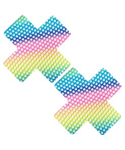 Neva Nude Rainbow Prism Pop Neon Mesh Blacklight X Nipple Pasties