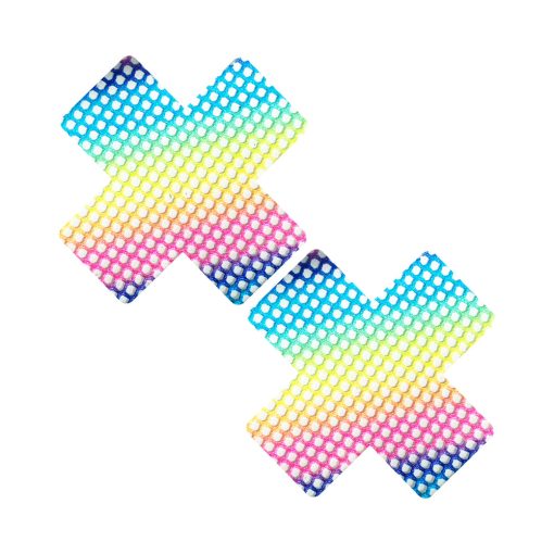 Neva Nude Rainbow Prism Pop Neon Mesh Blacklight X Nipple Pasties - Image 2