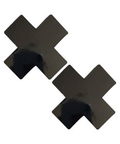 Neva Nude Dom Queen Status Plus Size Black Wet Vinyl X Nipple Pasties