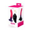 Vedo Duo Silicone Dildo (Non-Vibrating) With Harness Pink/Purple