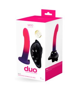 Vedo Duo Silicone Dildo (Non-Vibrating) With Harness Pink/Purple