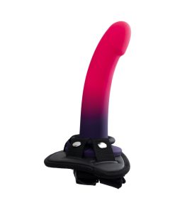 Vedo Duo Silicone Dildo (Non-Vibrating) With Harness Pink/Purple