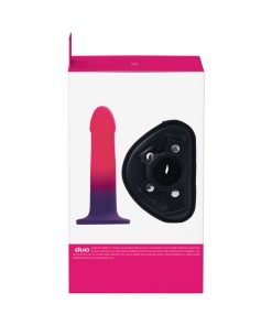 Vedo Duo Silicone Dildo (Non-Vibrating) With Harness Pink/Purple