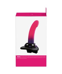 Vedo Duo Silicone Dildo (Non-Vibrating) With Harness Pink/Purple