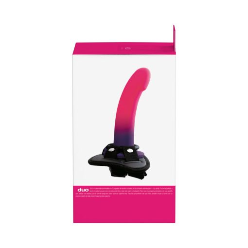 Vedo Duo Silicone Dildo (Non-Vibrating) With Harness Pink/Purple - Image 7