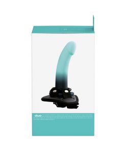 Vedo Duo Silicone Dildo (Non-Vibrating) With Harness Turquoise/Black