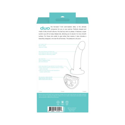 Vedo Duo Silicone Dildo (Non-Vibrating) With Harness Turquoise/Black - Image 8