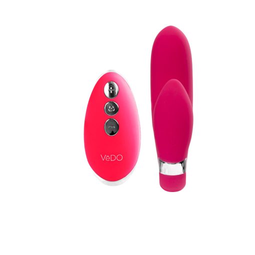 Vedo Jeni C-Shaped Dual Motor Vibe With Remote Pink - Image 3