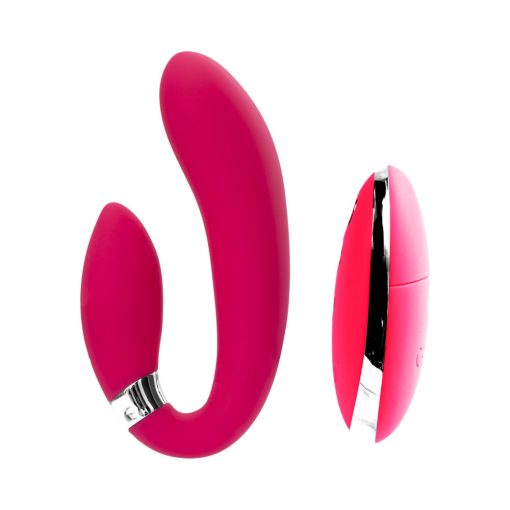 Vedo Jeni C-Shaped Dual Motor Vibe With Remote Pink - Image 4