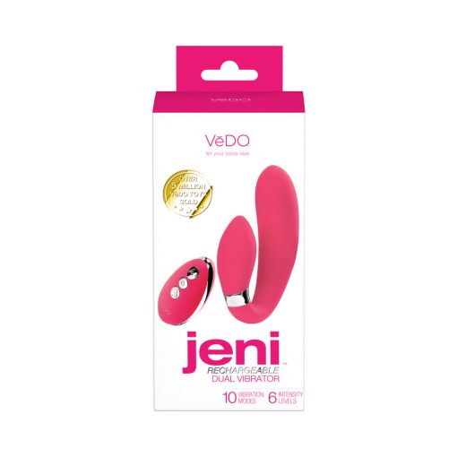 Vedo Jeni C-Shaped Dual Motor Vibe With Remote Pink - Image 5