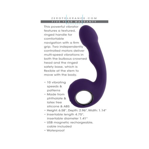 Zero Tolerance Rip Curl Rechargeable Silicone Vibrator Purple - Image 9