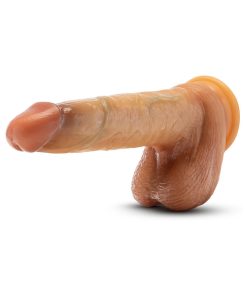 Renaissance Davinci Sliding Foreskin Dildo With Squeezable Balls 8 In. Tan