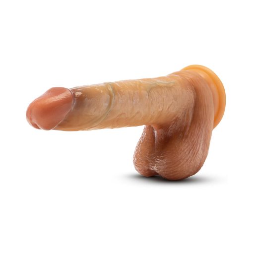 Renaissance Davinci Sliding Foreskin Dildo With Squeezable Balls 8 In. Tan - Image 4