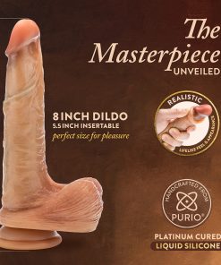 Renaissance Davinci Sliding Foreskin Dildo With Squeezable Balls 8 In. Tan