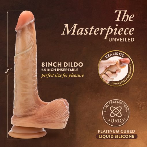 Renaissance Davinci Sliding Foreskin Dildo With Squeezable Balls 8 In. Tan - Image 6